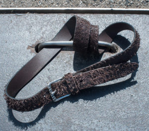 Ragged leather men's belt